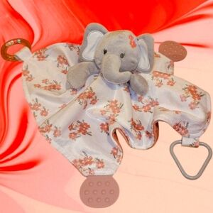 Modern Baby Elephant Lovey Security Blanket Floral Teether rattle T15